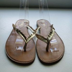 Guess Open Toe Casual Thong Sandals Gold Size 8M
